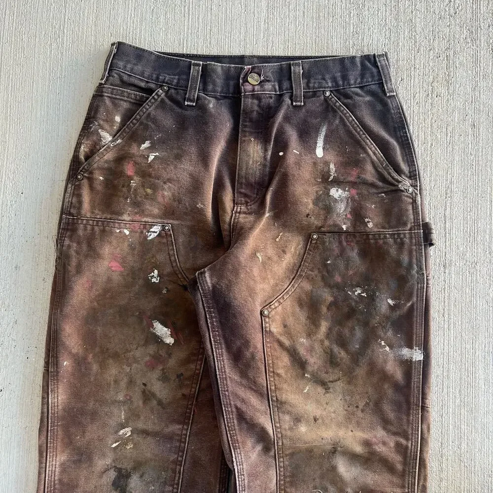 Carhartt faded brown double knee work wear carpenter pants